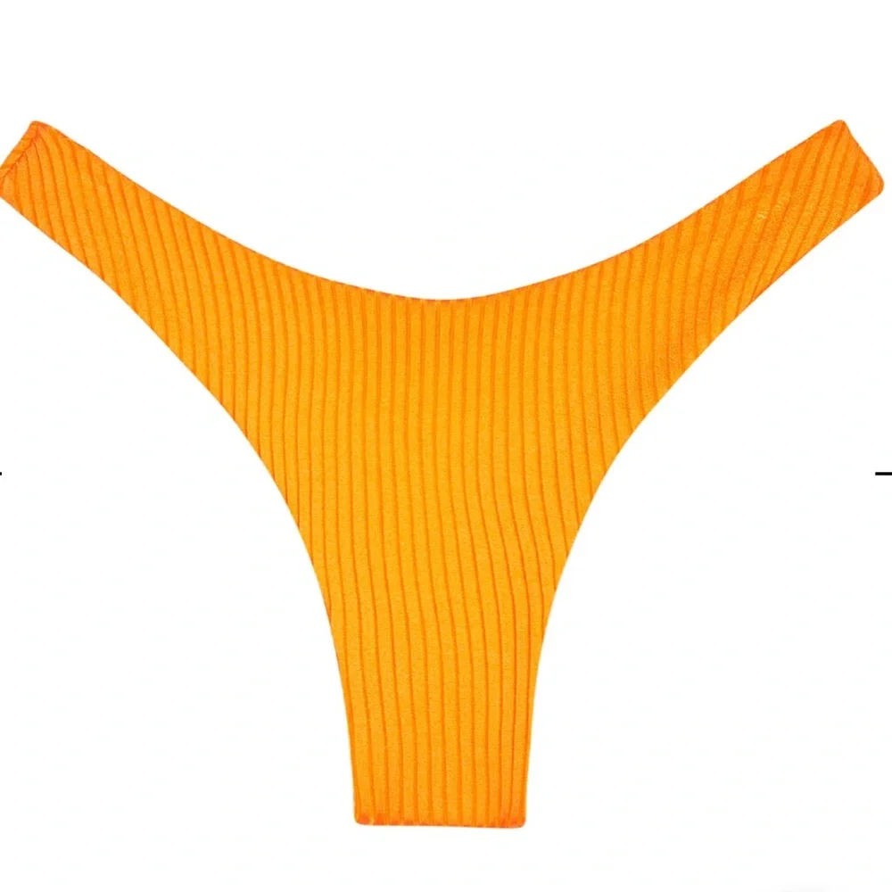 Monday Swimwear Ribbed High-Cut Bikini Bottom in Yellow
